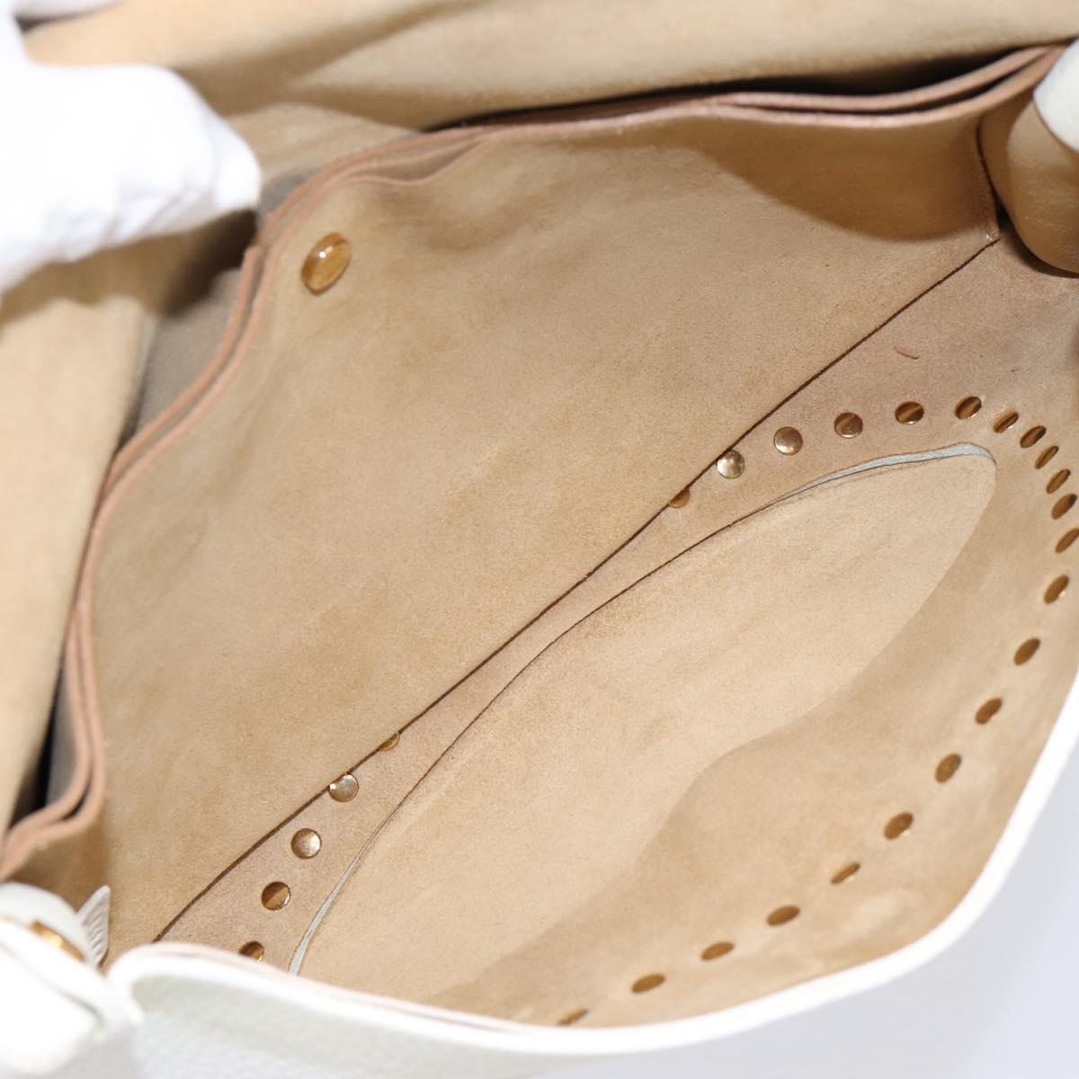 CELINE Shoulder Bag Leather Gold White Auth 201963