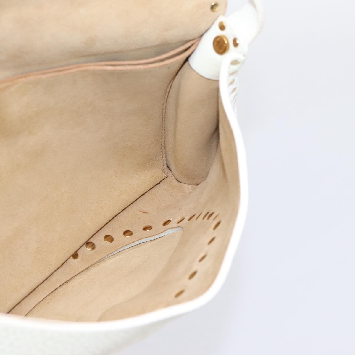 CELINE Shoulder Bag Leather Gold White Auth 201963