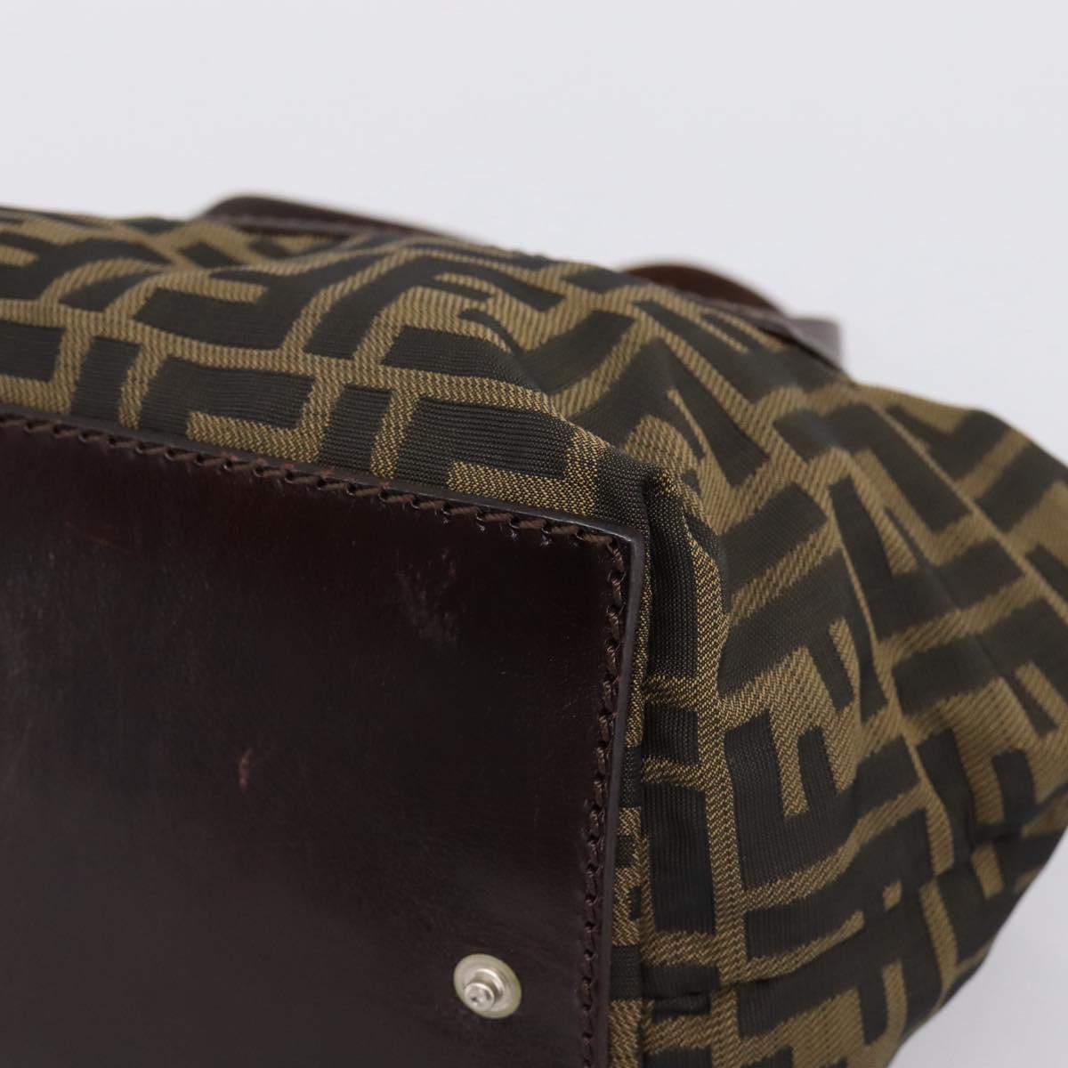 FENDI Zucca Canvas Hand Bag Black Brown Auth 201964