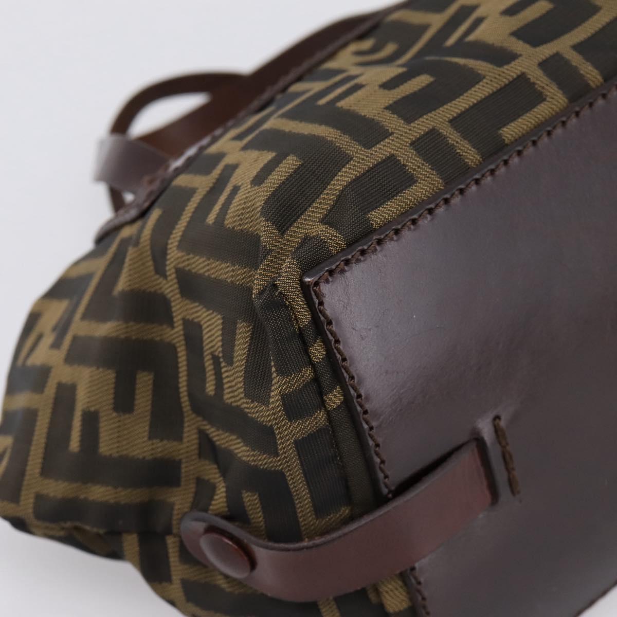 FENDI Zucca Canvas Hand Bag Black Brown Auth 201964