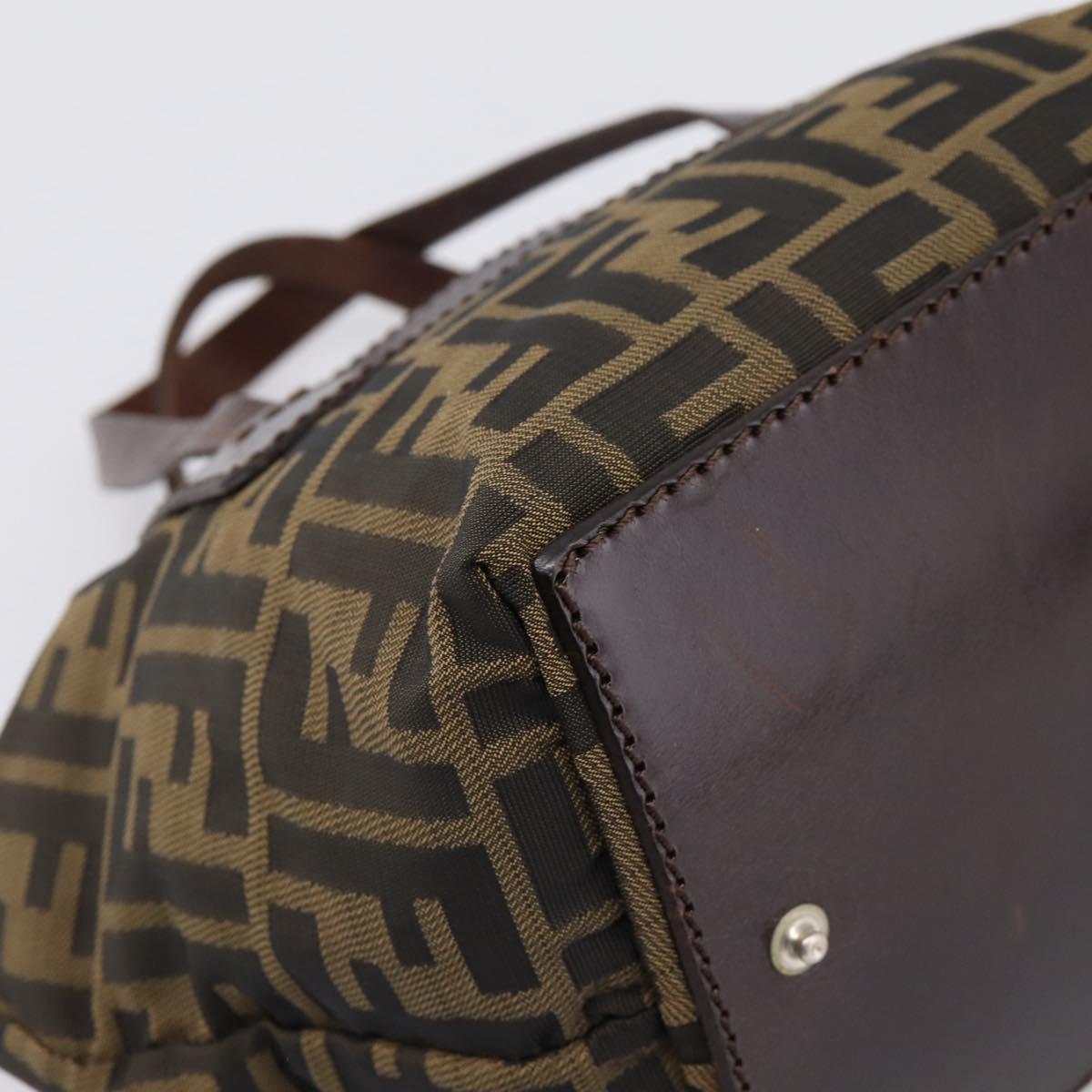 FENDI Zucca Canvas Hand Bag Black Brown Auth 201964