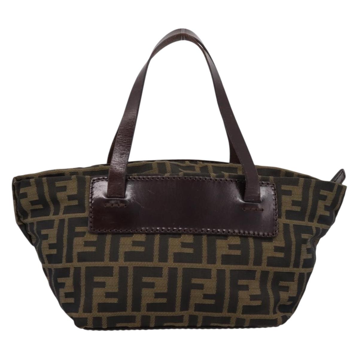 FENDI Zucca Canvas Hand Bag Black Brown Auth 201964