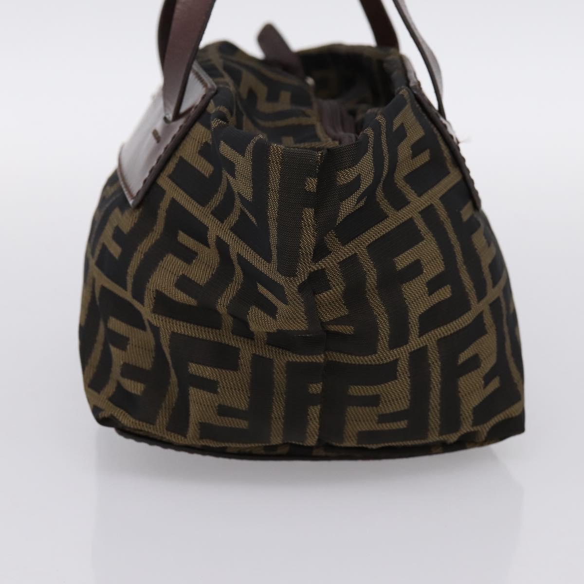 FENDI Zucca Canvas Hand Bag Black Brown Auth 201964