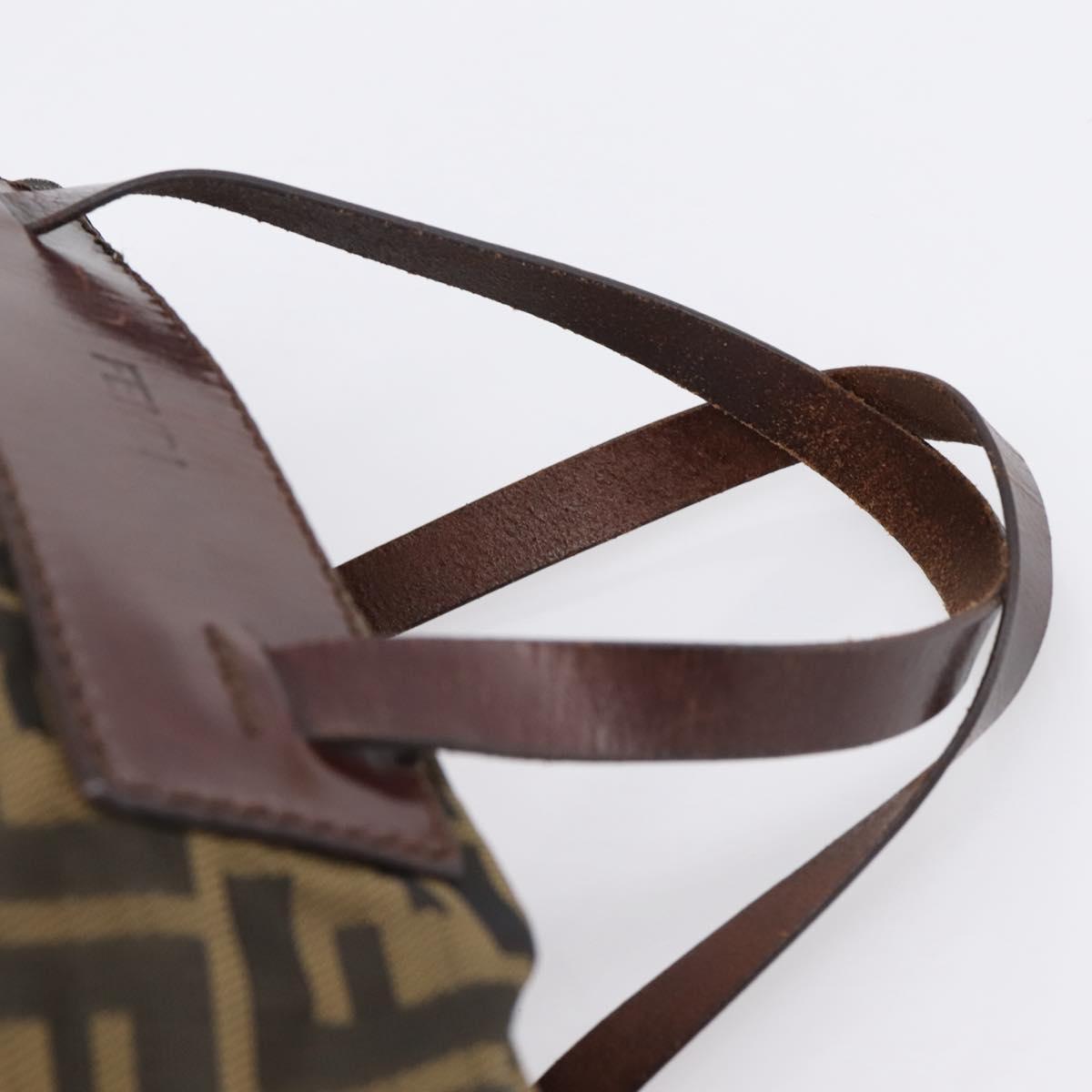 FENDI Zucca Canvas Hand Bag Black Brown Auth 201964