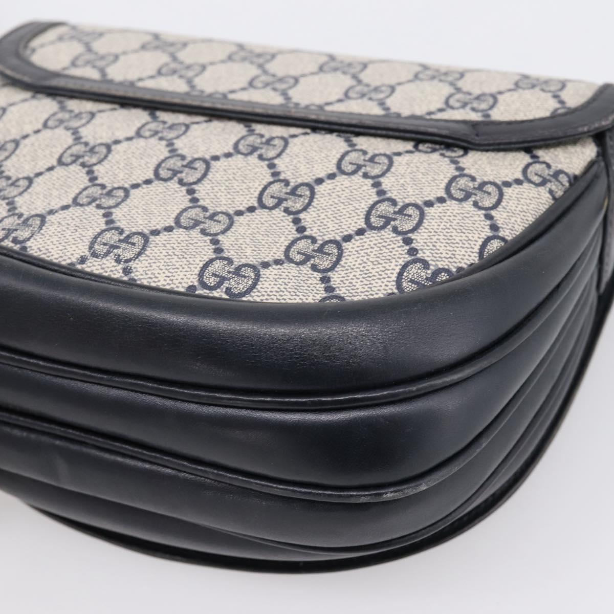 GUCCI GG Supreme Shoulder Bag PVC Navy Gold Auth 201965