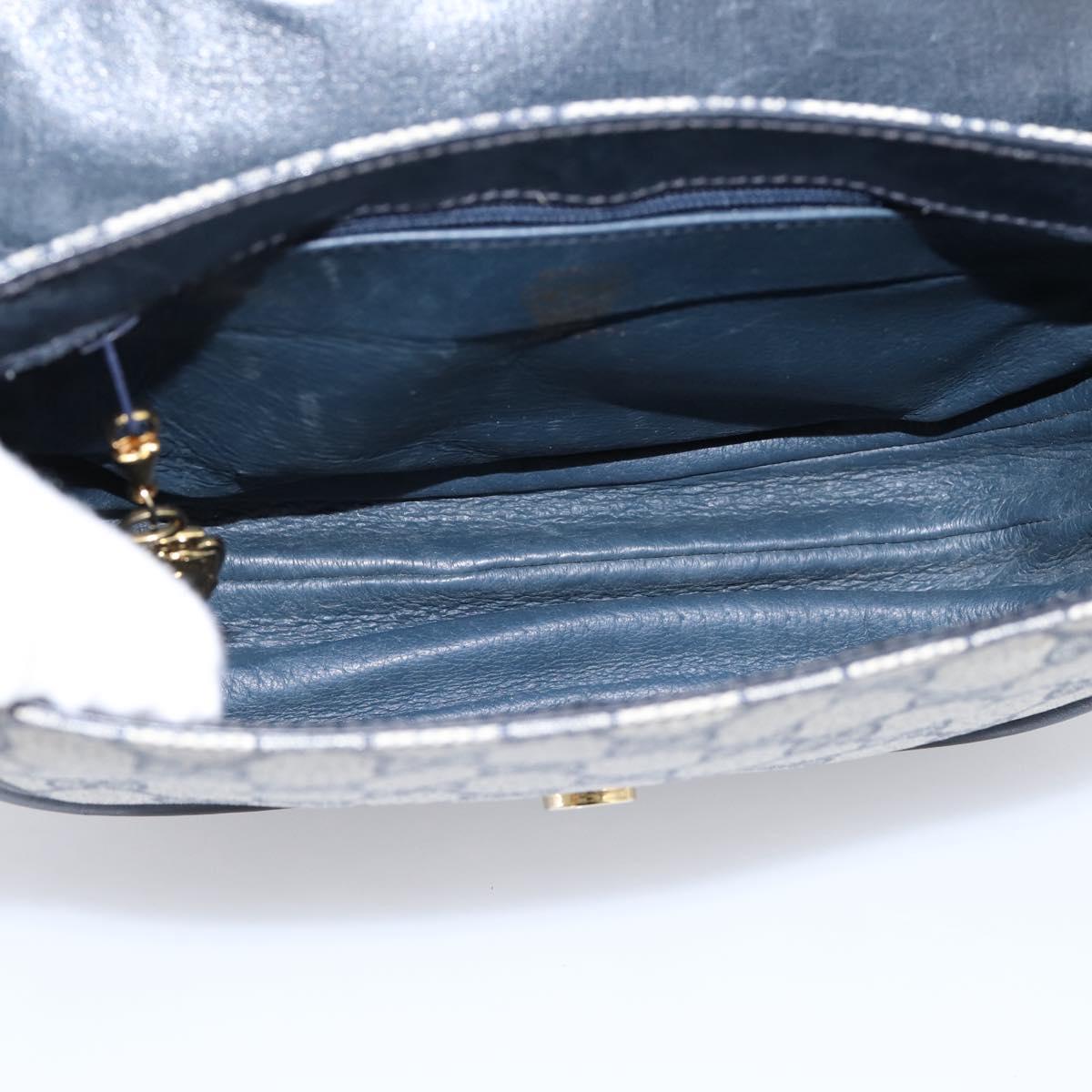 GUCCI GG Supreme Shoulder Bag PVC Navy Gold Auth 201965