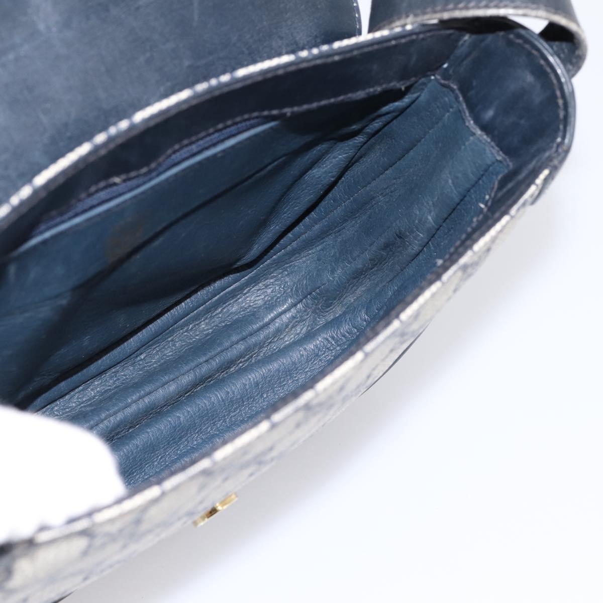 GUCCI GG Supreme Shoulder Bag PVC Navy Gold Auth 201965