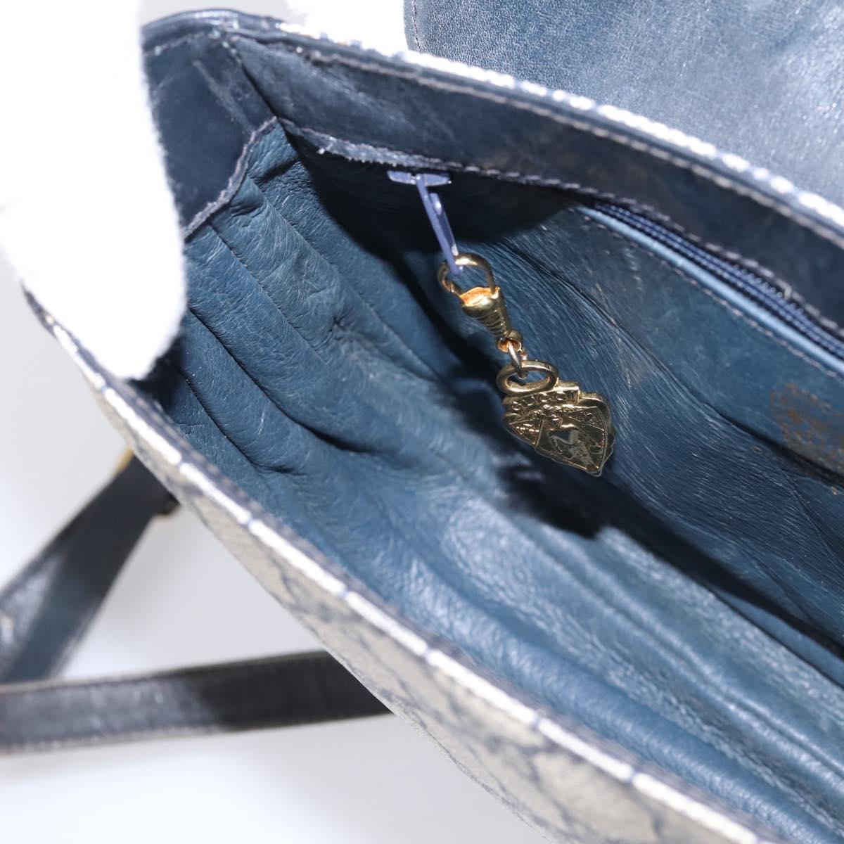 GUCCI GG Supreme Shoulder Bag PVC Navy Gold Auth 201965