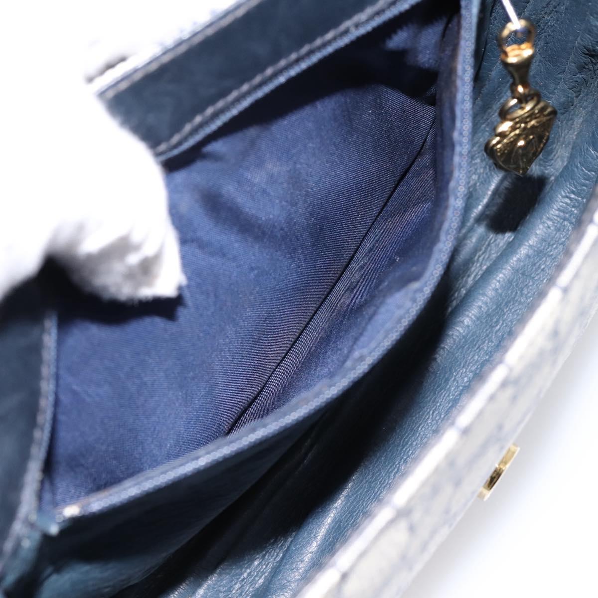 GUCCI GG Supreme Shoulder Bag PVC Navy Gold Auth 201965