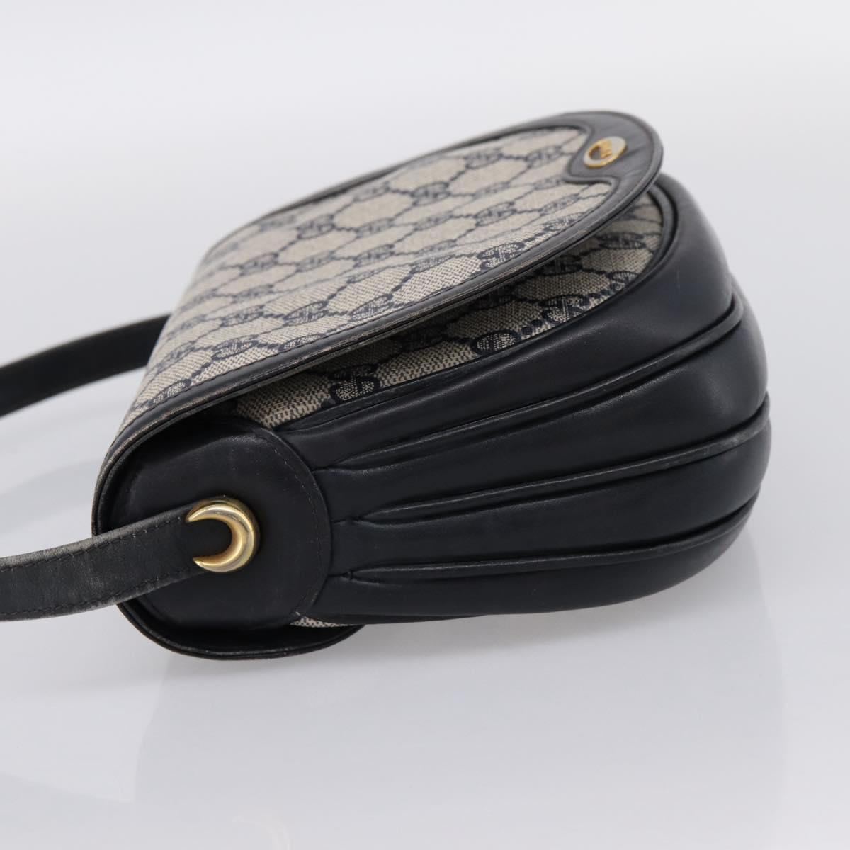 GUCCI GG Supreme Shoulder Bag PVC Navy Gold Auth 201965