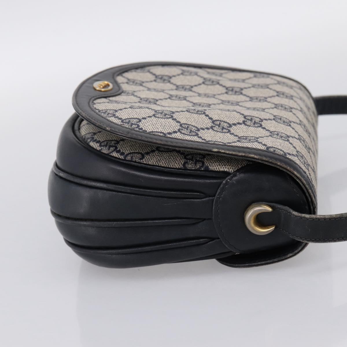 GUCCI GG Supreme Shoulder Bag PVC Navy Gold Auth 201965