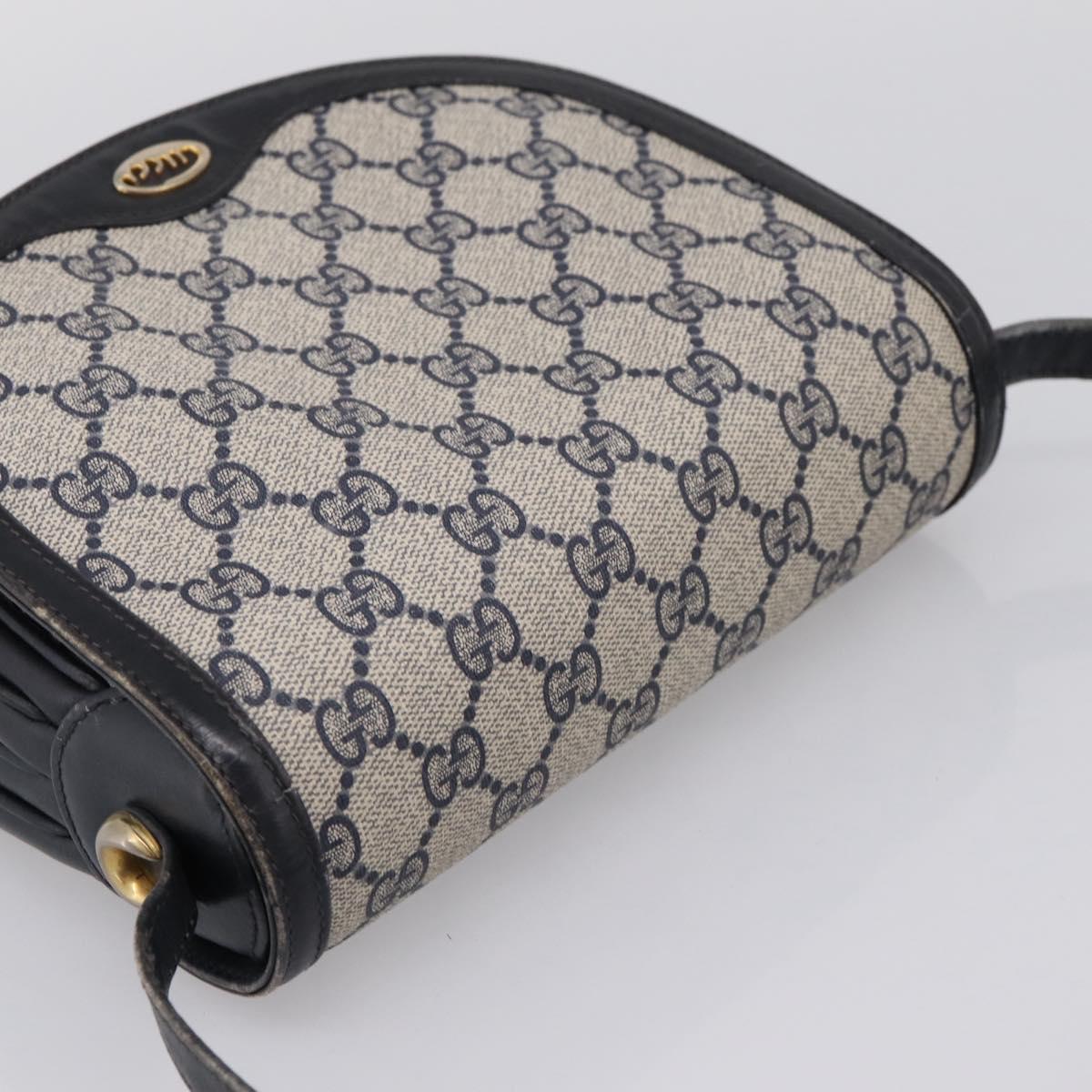 GUCCI GG Supreme Shoulder Bag PVC Navy Gold Auth 201965