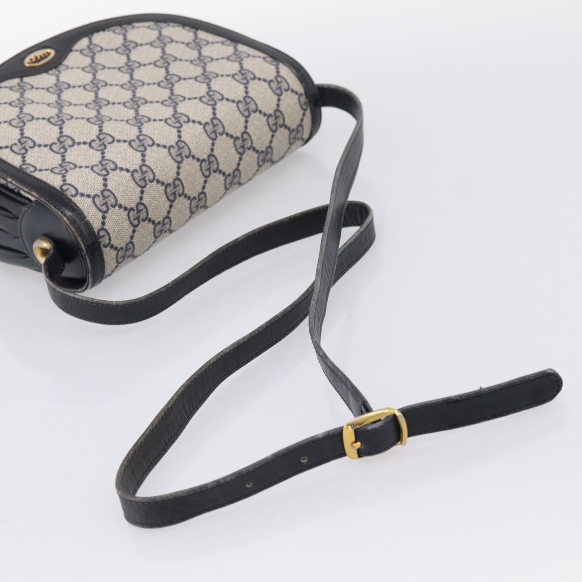 GUCCI GG Supreme Shoulder Bag PVC Navy Gold Auth 201965