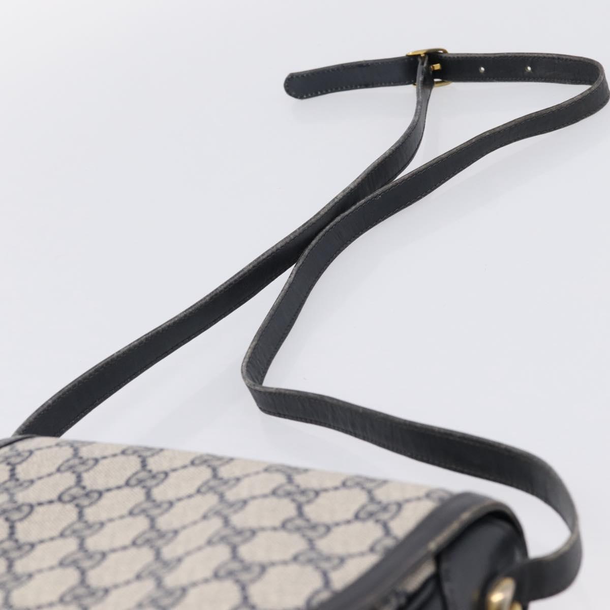 GUCCI GG Supreme Shoulder Bag PVC Navy Gold Auth 201965