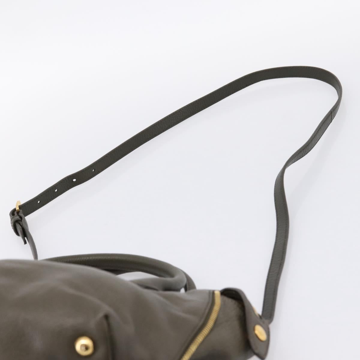 Miu Miu Hand Bag Leather 2way Khaki Gold Auth 201966A