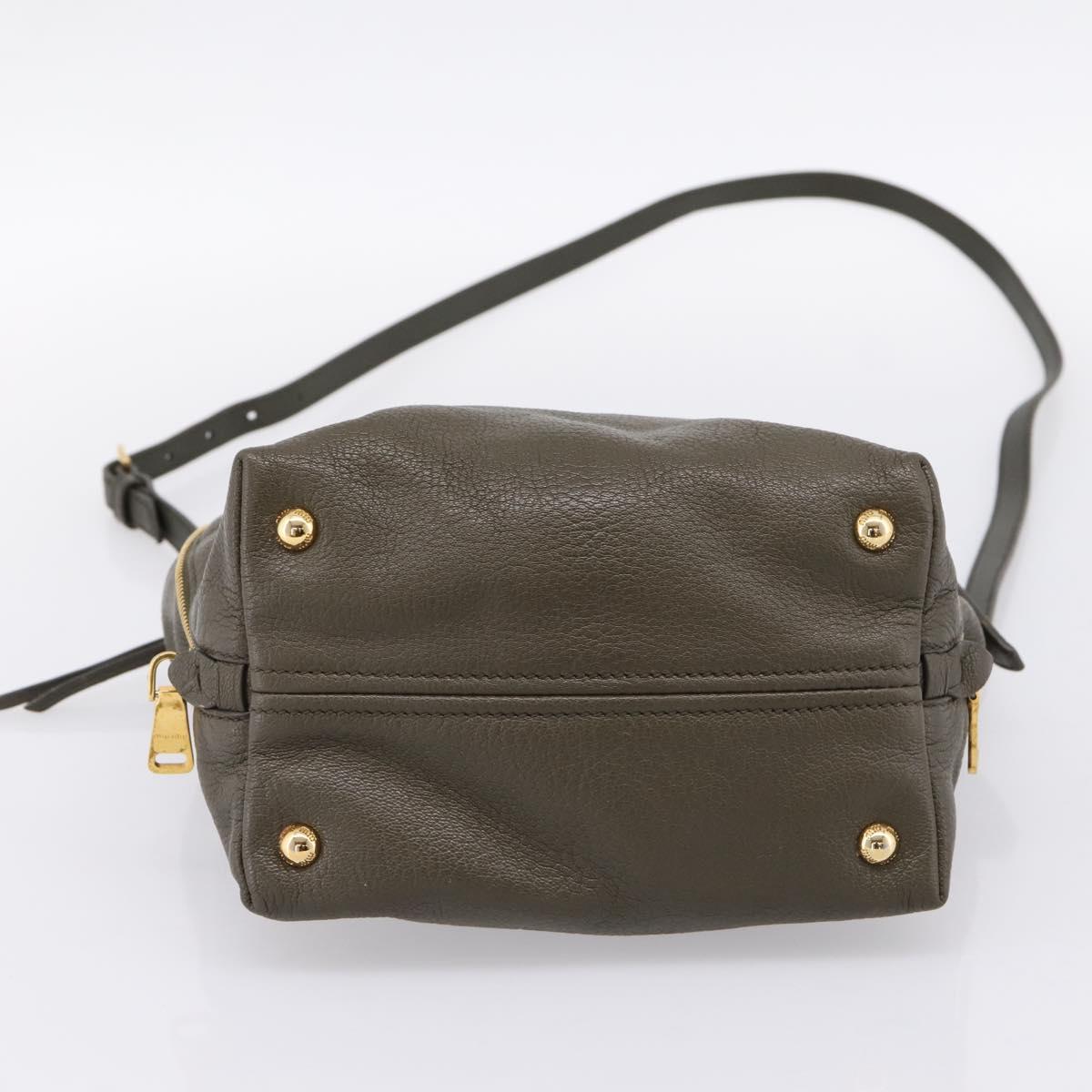 Miu Miu Hand Bag Leather 2way Khaki Gold Auth 201966A