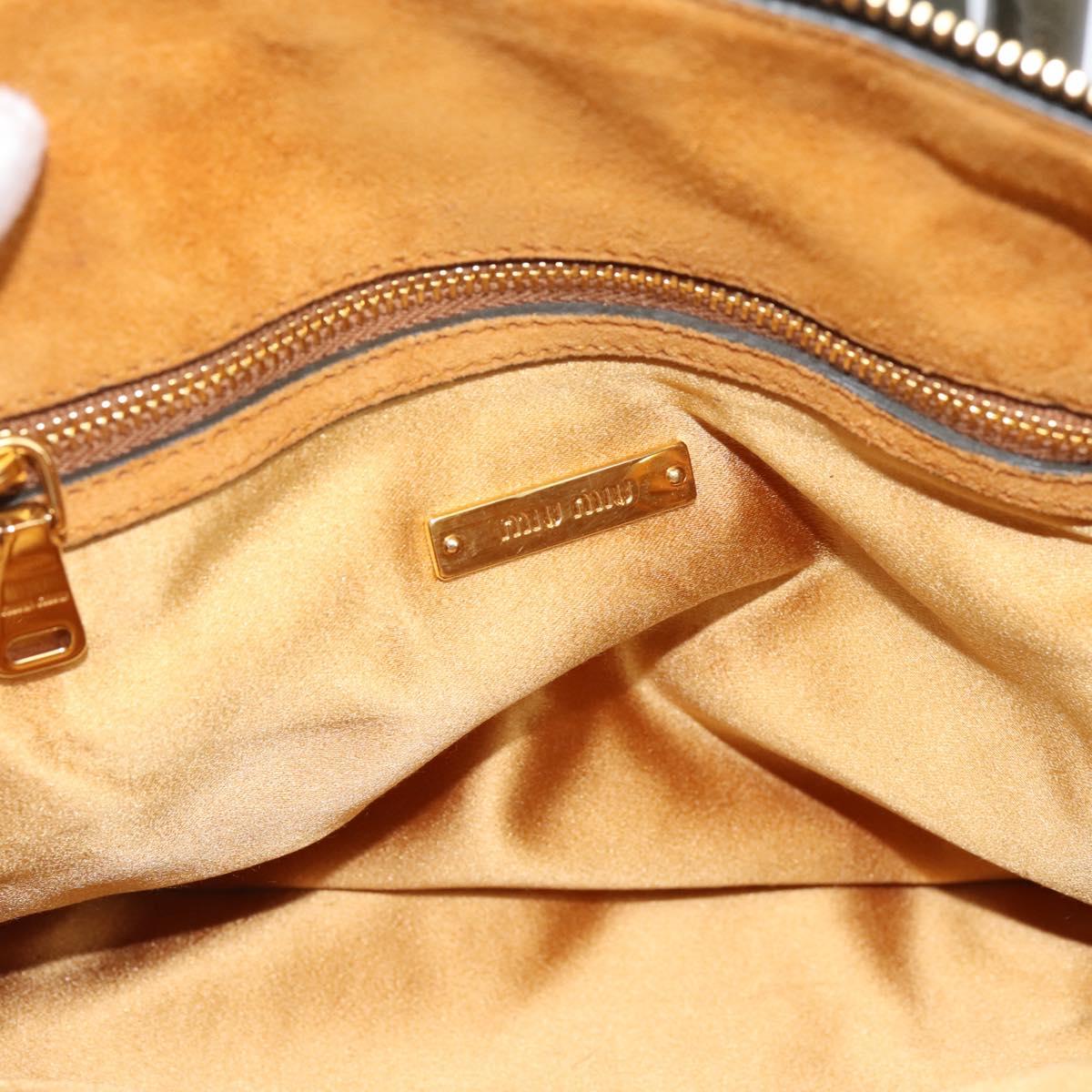 Miu Miu Hand Bag Leather 2way Khaki Gold Auth 201966A