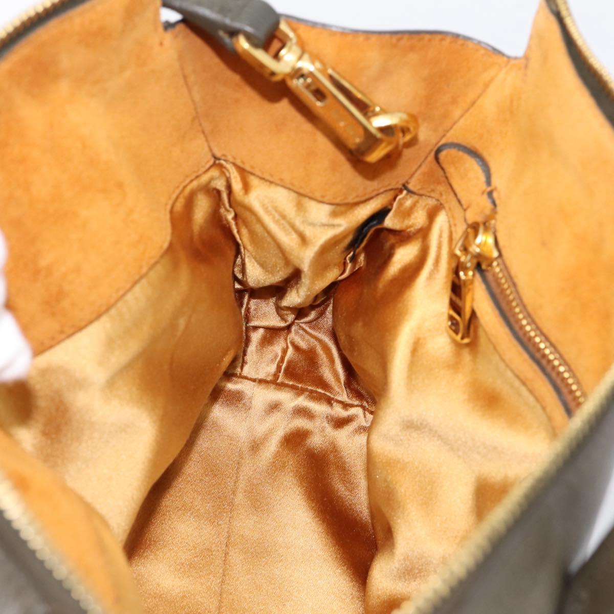 Miu Miu Hand Bag Leather 2way Khaki Gold Auth 201966A