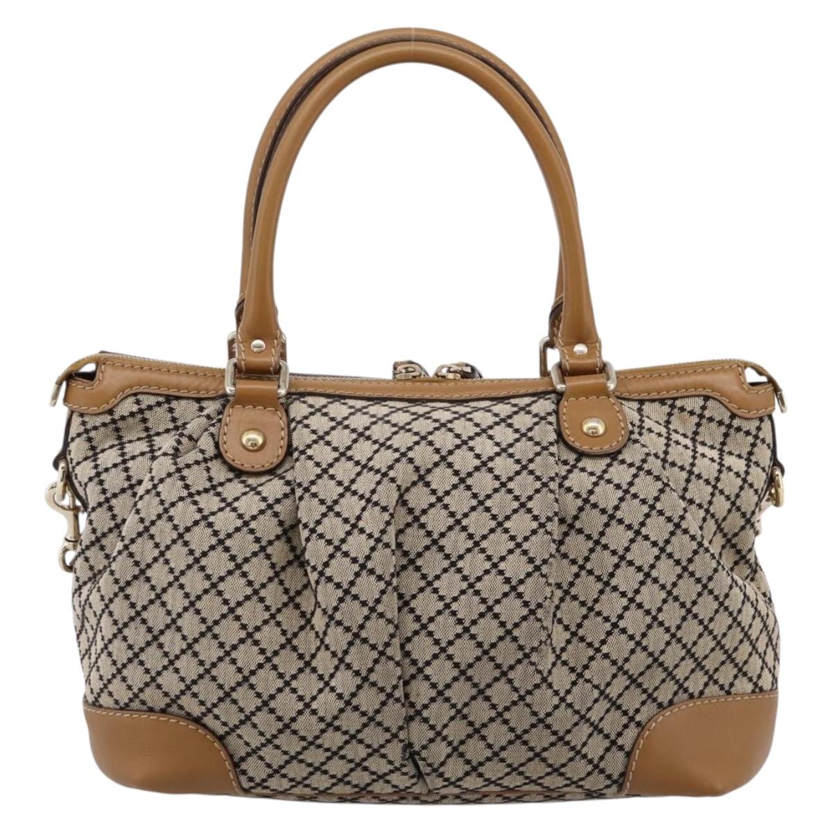 GUCCI Diamante Sukey Hand Bag Canvas 2way Beige Gold 247902 Auth 201967A