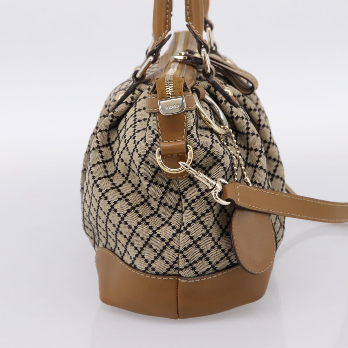 GUCCI Diamante Sukey Hand Bag Canvas 2way Beige Gold 247902 Auth 201967A