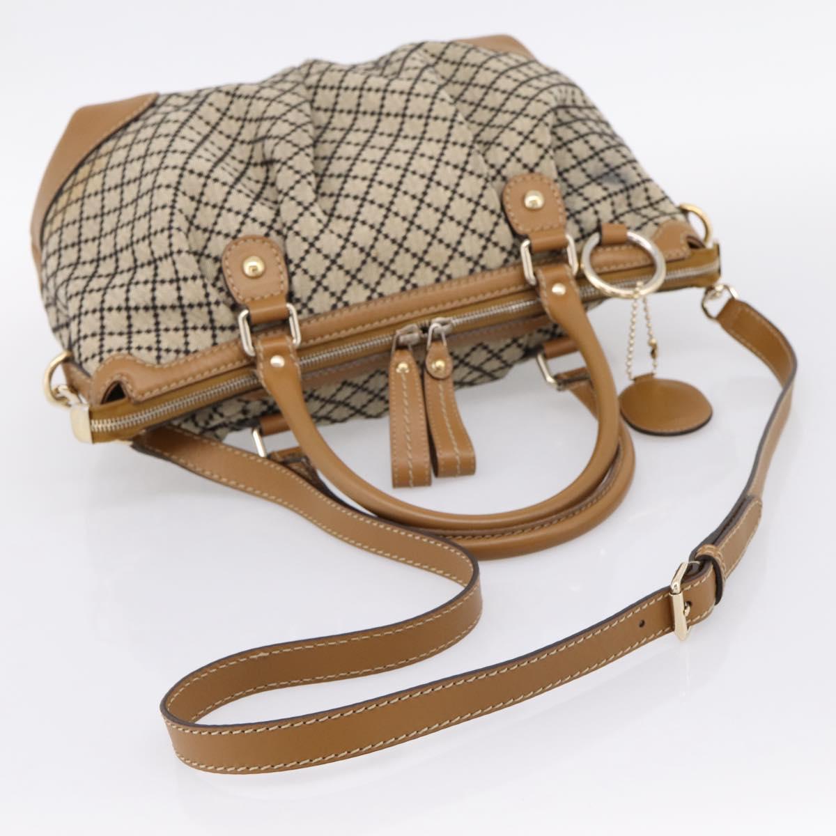 GUCCI Diamante Sukey Hand Bag Canvas 2way Beige Gold 247902 Auth 201967A