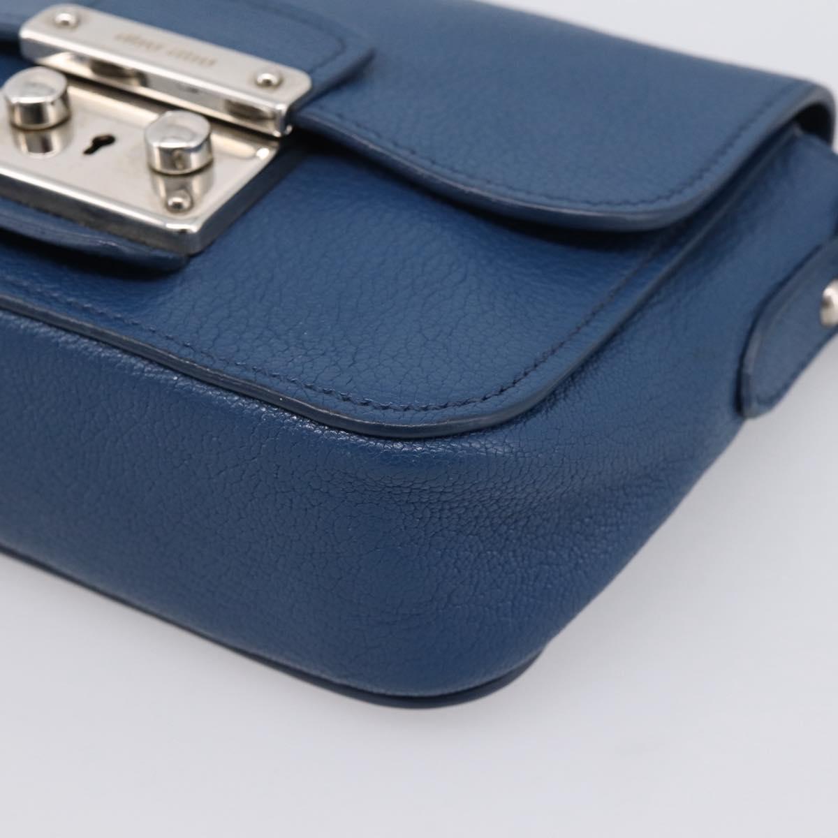Miu Miu Shoulder Bag Leather Blue Silver Auth 201970A