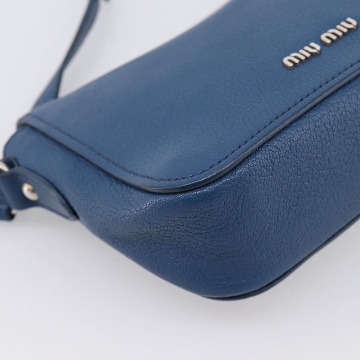 Miu Miu Shoulder Bag Leather Blue Silver Auth 201970A