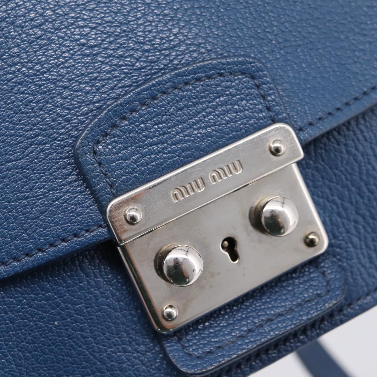 Miu Miu Shoulder Bag Leather Blue Silver Auth 201970A