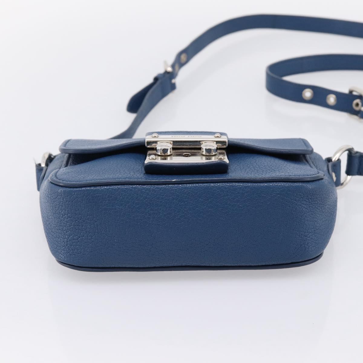 Miu Miu Shoulder Bag Leather Blue Silver Auth 201970A
