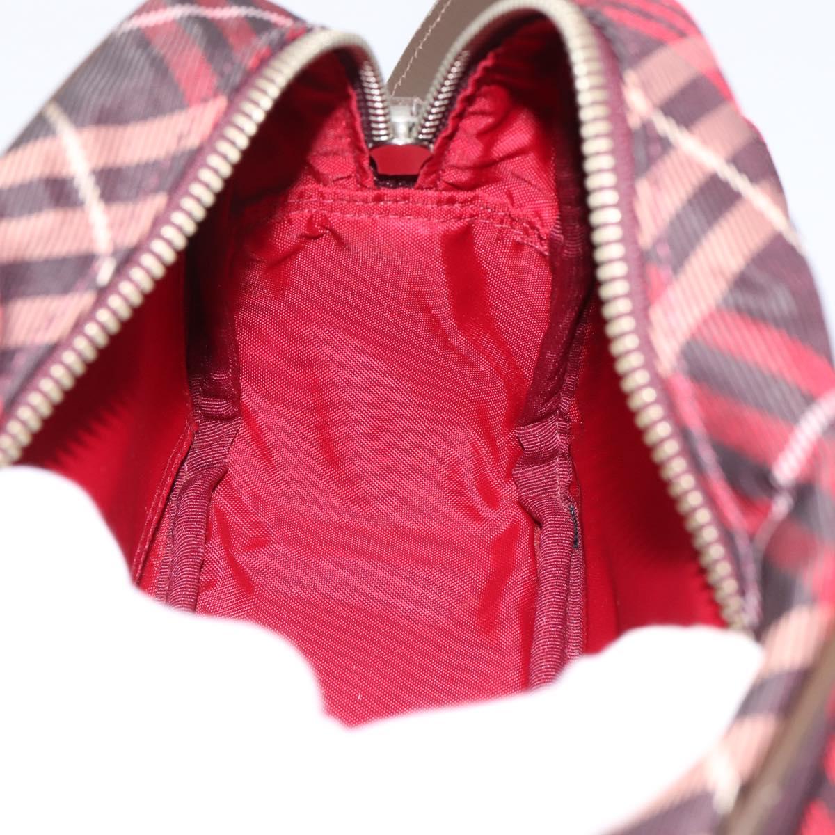 BURBERRY Nova Check Blue Label Shoulder Bag Canvas Red Silver Auth 201971A