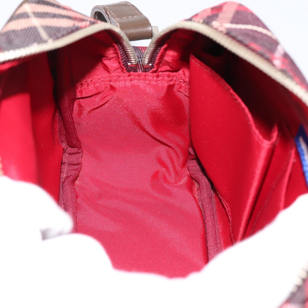 BURBERRY Nova Check Blue Label Shoulder Bag Canvas Red Silver Auth 201971A