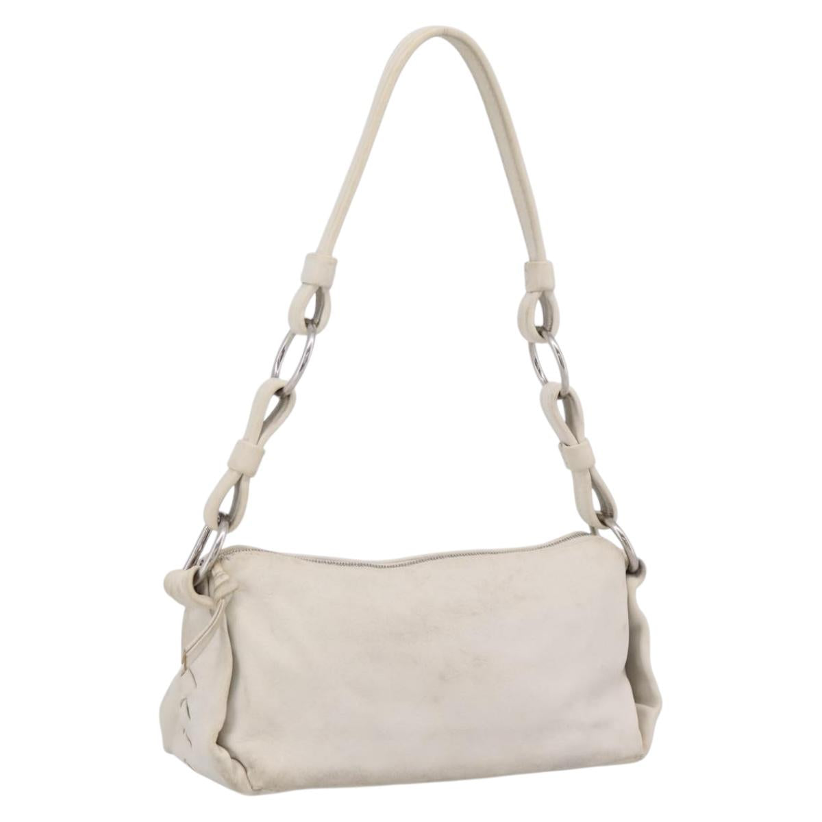 BOTTEGA VENETA Shoulder Bag Leather White Gold Auth 201972