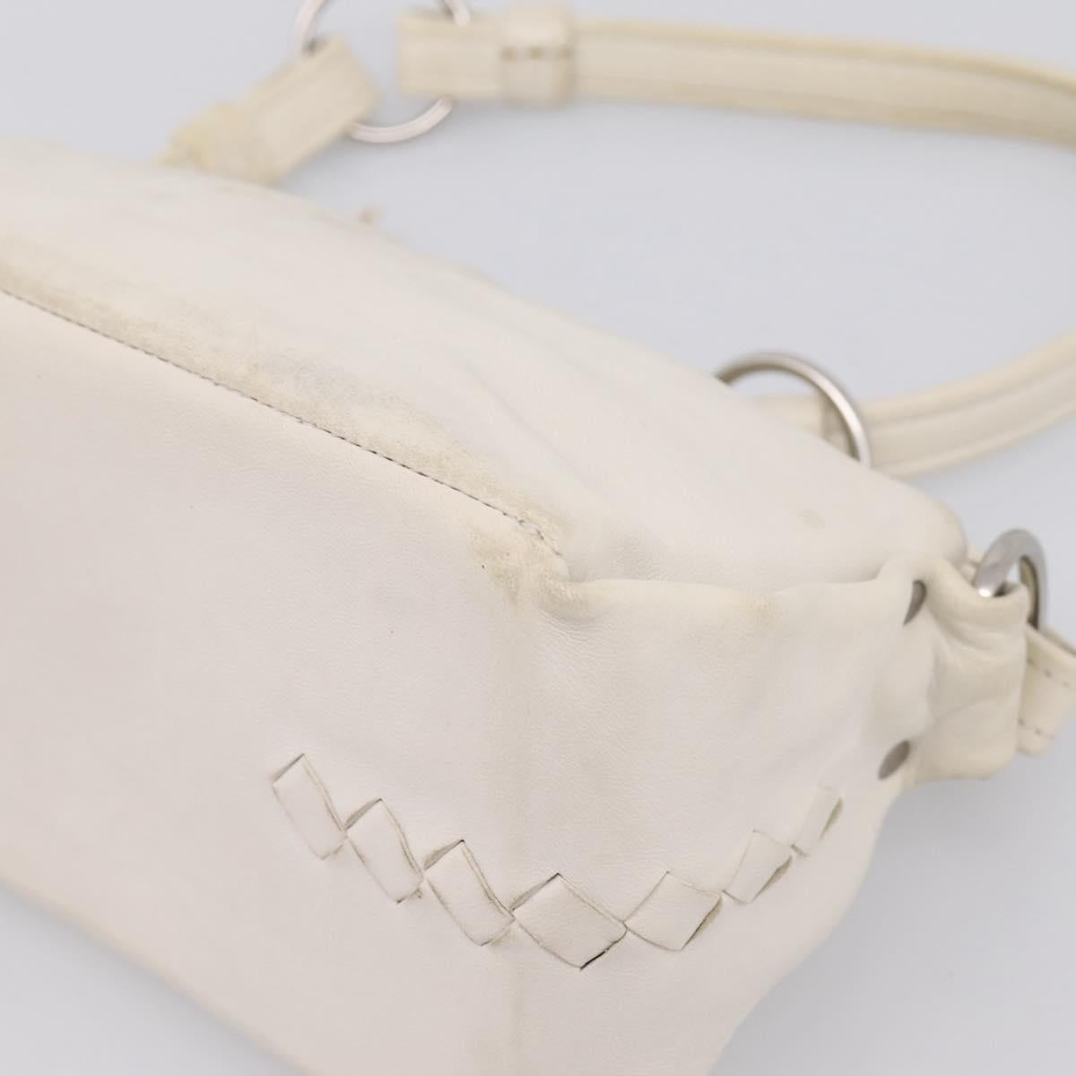 BOTTEGA VENETA Shoulder Bag Leather White Gold Auth 201972