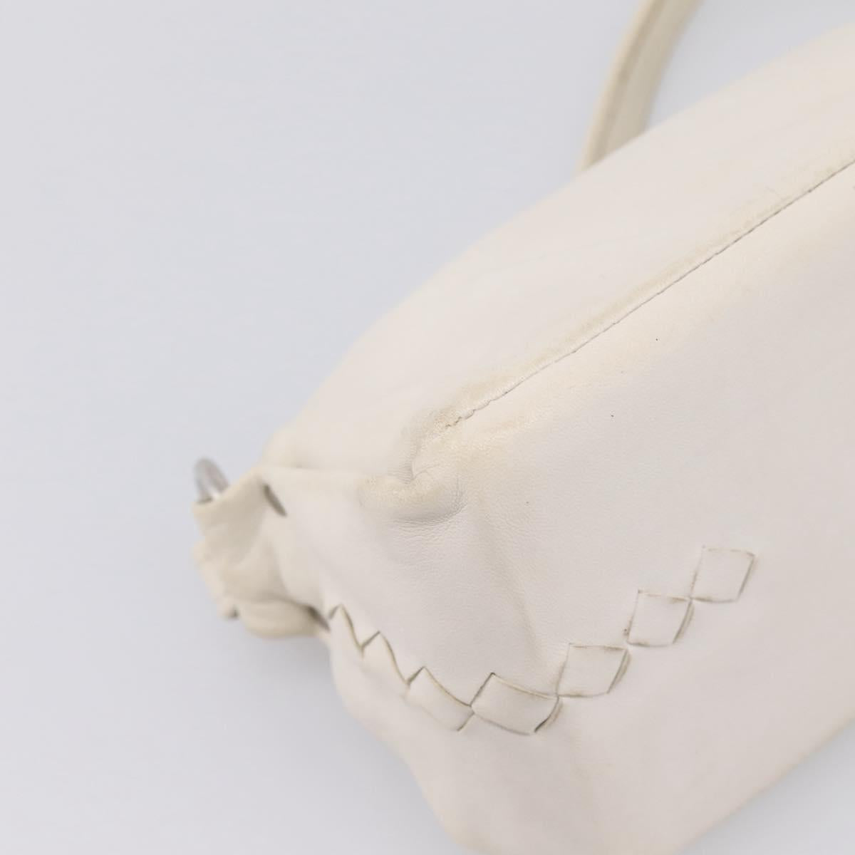 BOTTEGA VENETA Shoulder Bag Leather White Gold Auth 201972