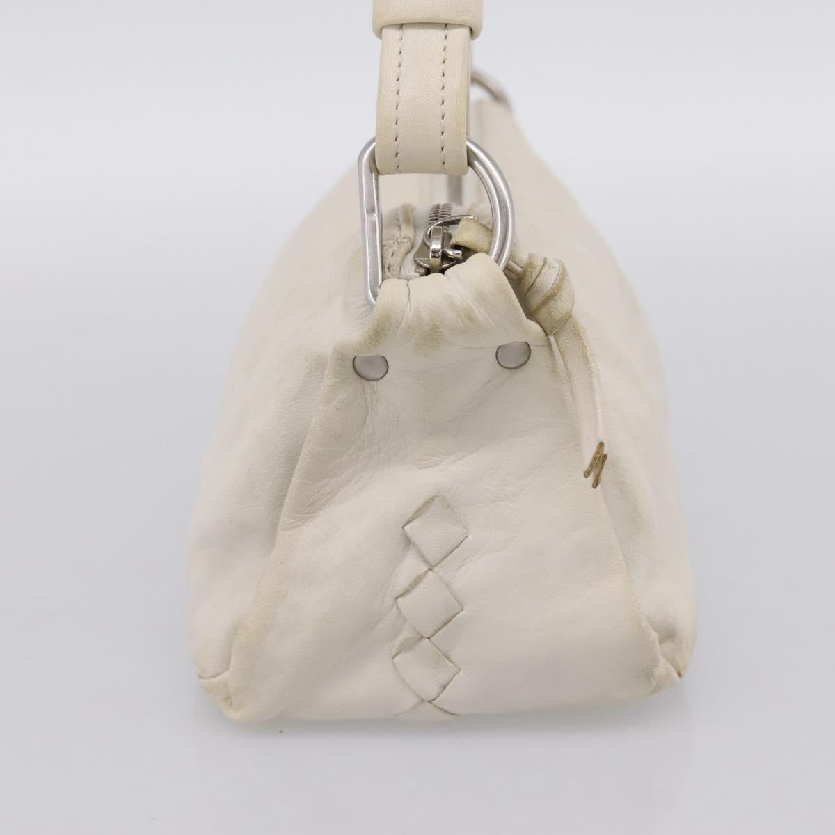 BOTTEGA VENETA Shoulder Bag Leather White Gold Auth 201972