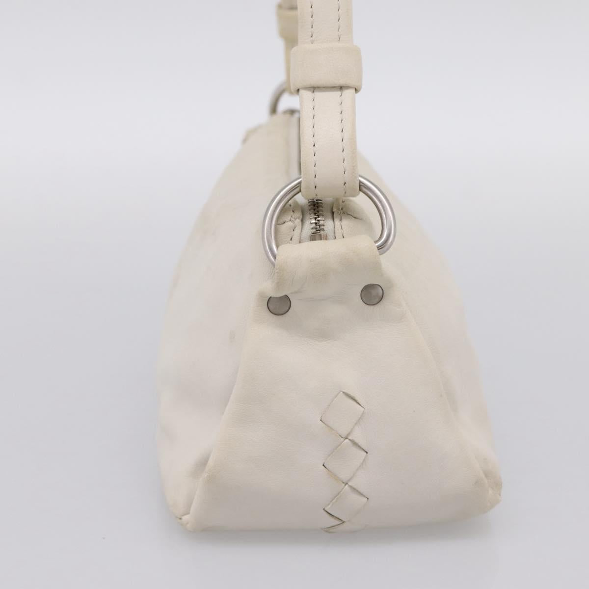BOTTEGA VENETA Shoulder Bag Leather White Gold Auth 201972