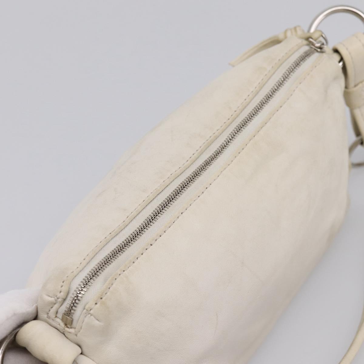 BOTTEGA VENETA Shoulder Bag Leather White Gold Auth 201972