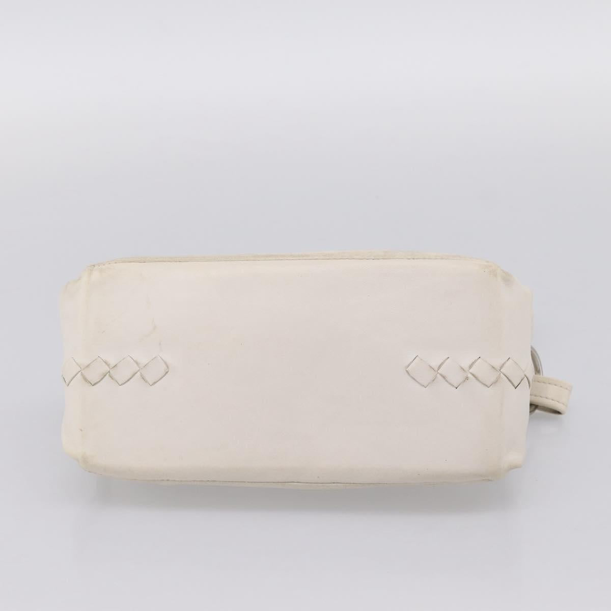 BOTTEGA VENETA Shoulder Bag Leather White Gold Auth 201972
