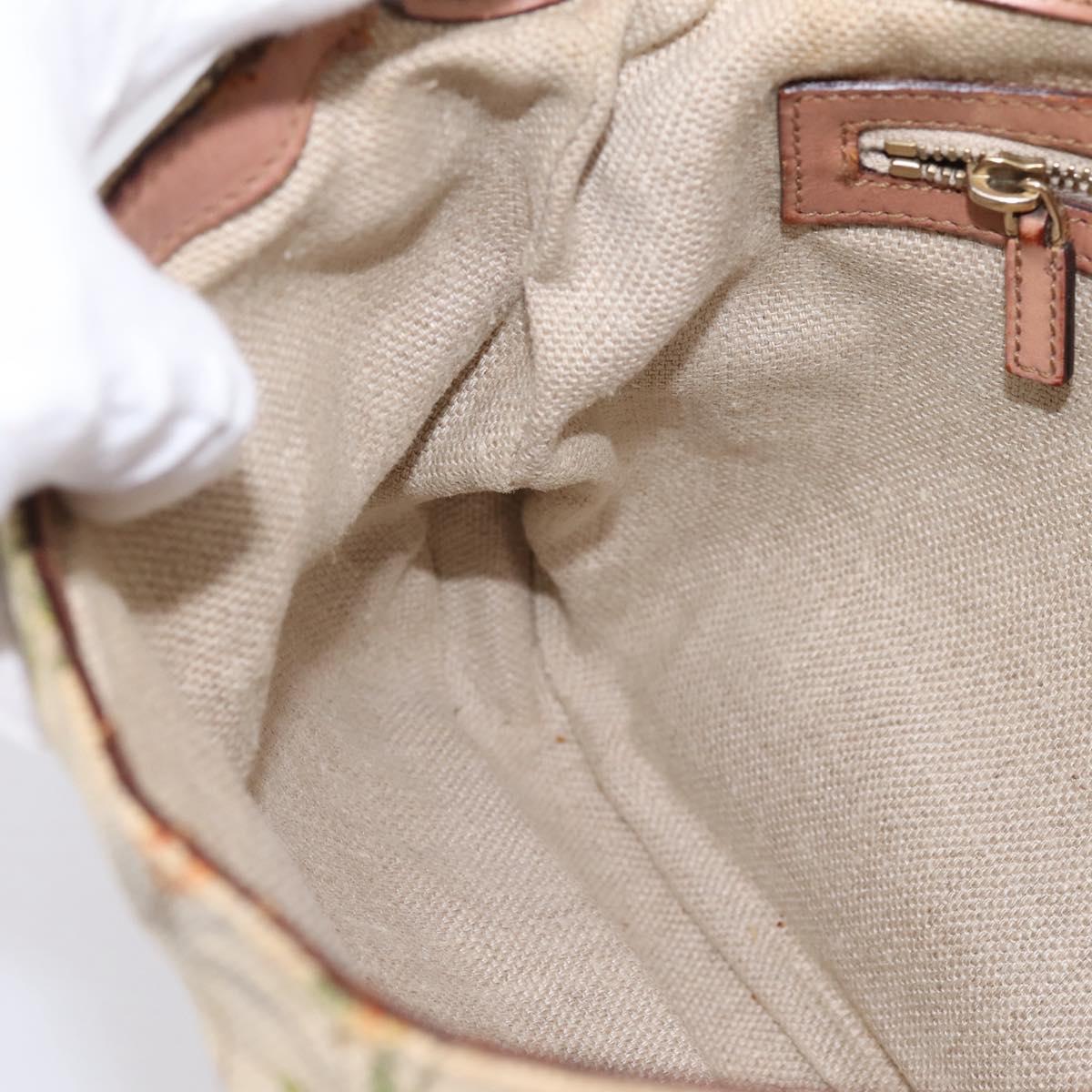GUCCI Jackie Flora Shoulder Bag Canvas Beige Gold 137335 Auth 201974