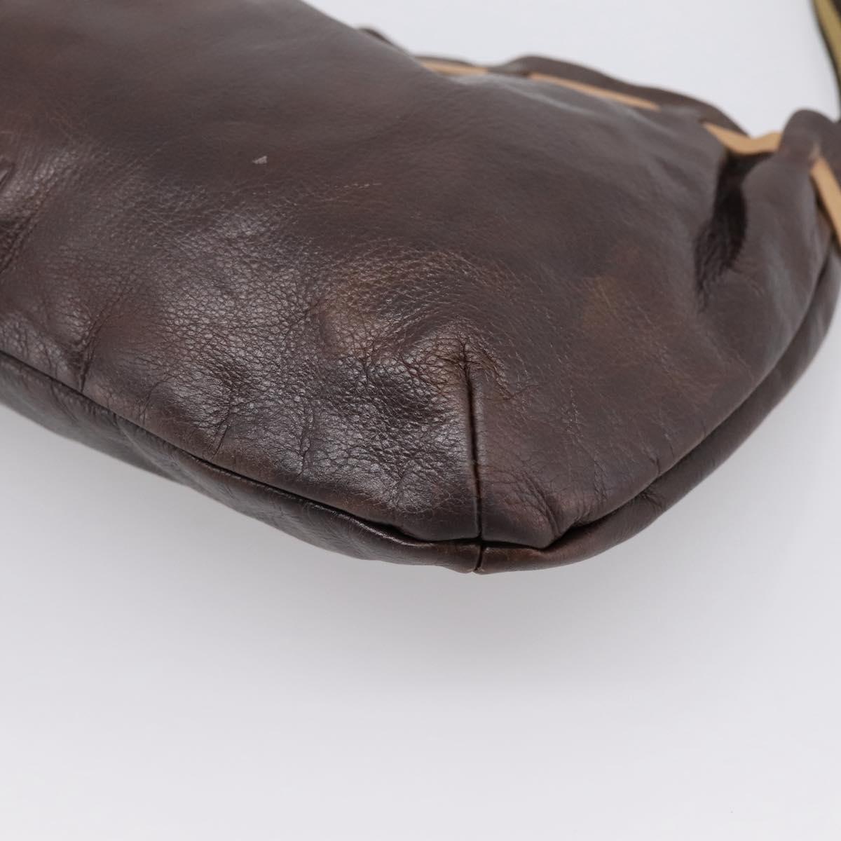 Miu Miu Shoulder Bag Leather Brown Silver Auth 201975