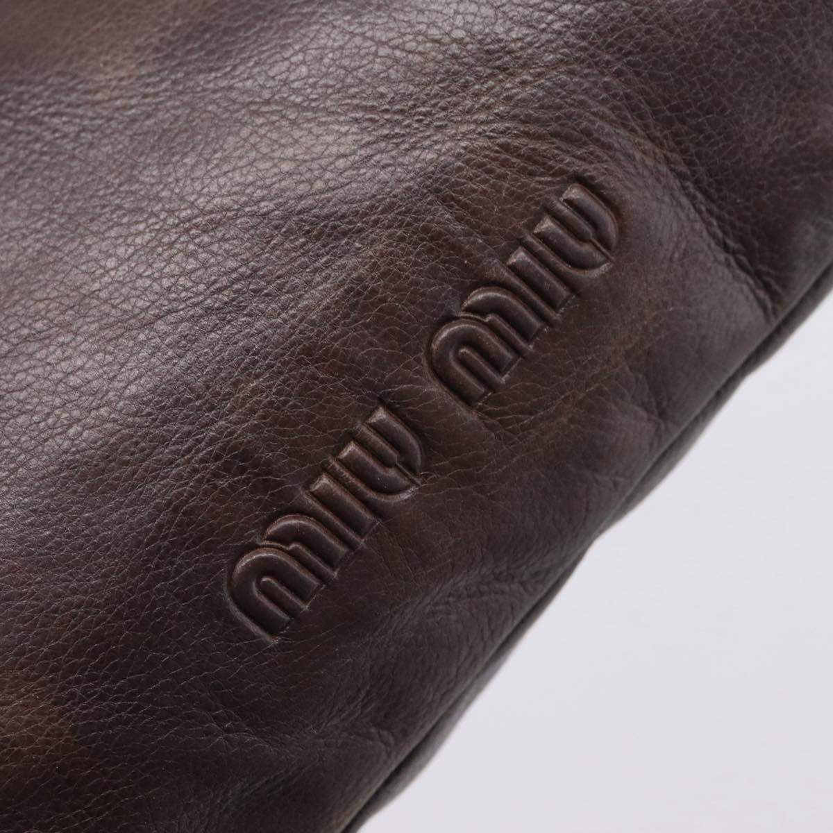 Miu Miu Shoulder Bag Leather Brown Silver Auth 201975