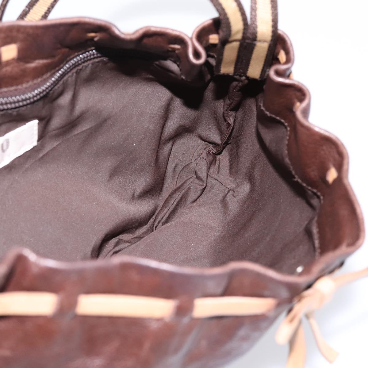 Miu Miu Shoulder Bag Leather Brown Silver Auth 201975