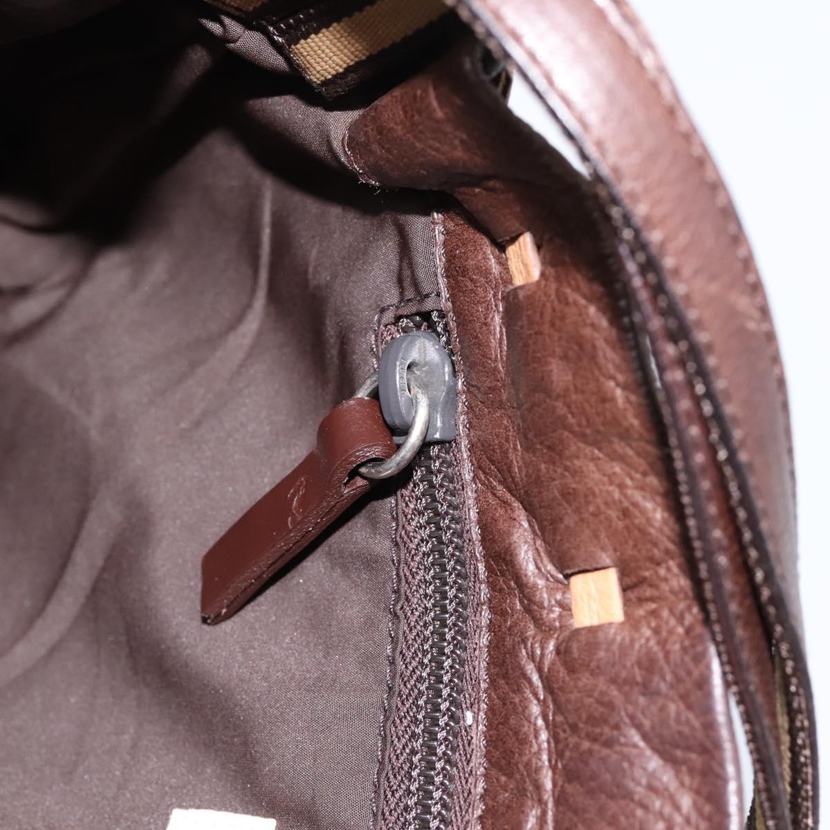 Miu Miu Shoulder Bag Leather Brown Silver Auth 201975