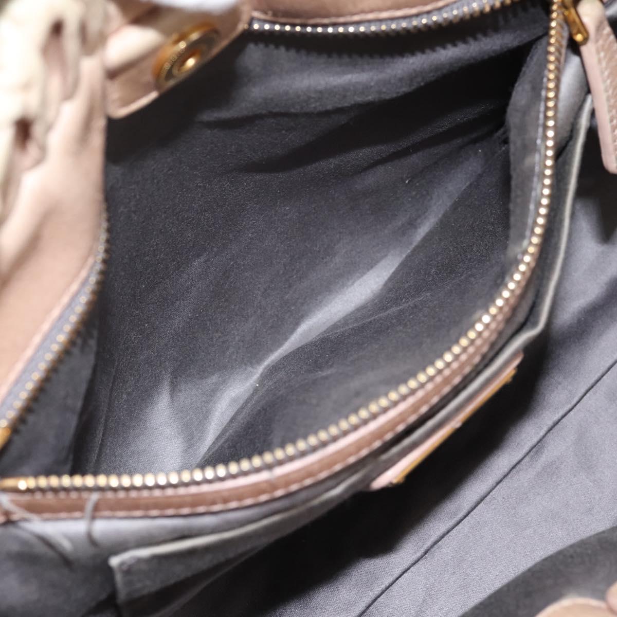 Miu Miu Hand Bag Vitello Lux Leather 2way Beige Gold Auth 201979A