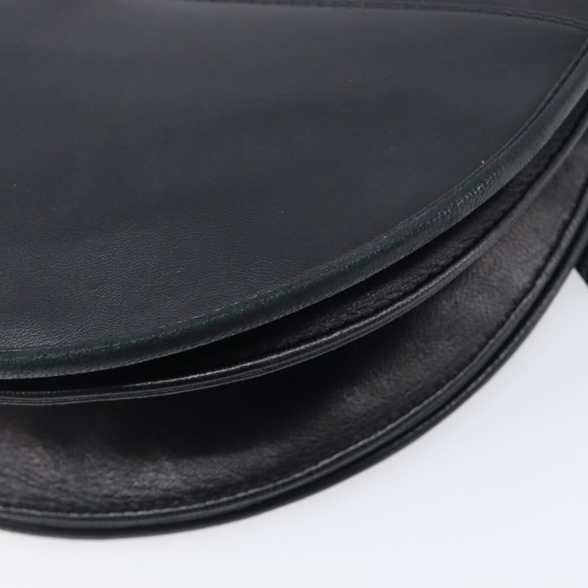 Christian Dior Admit It Shoulder Bag Leather Black Silver Auth 201980A