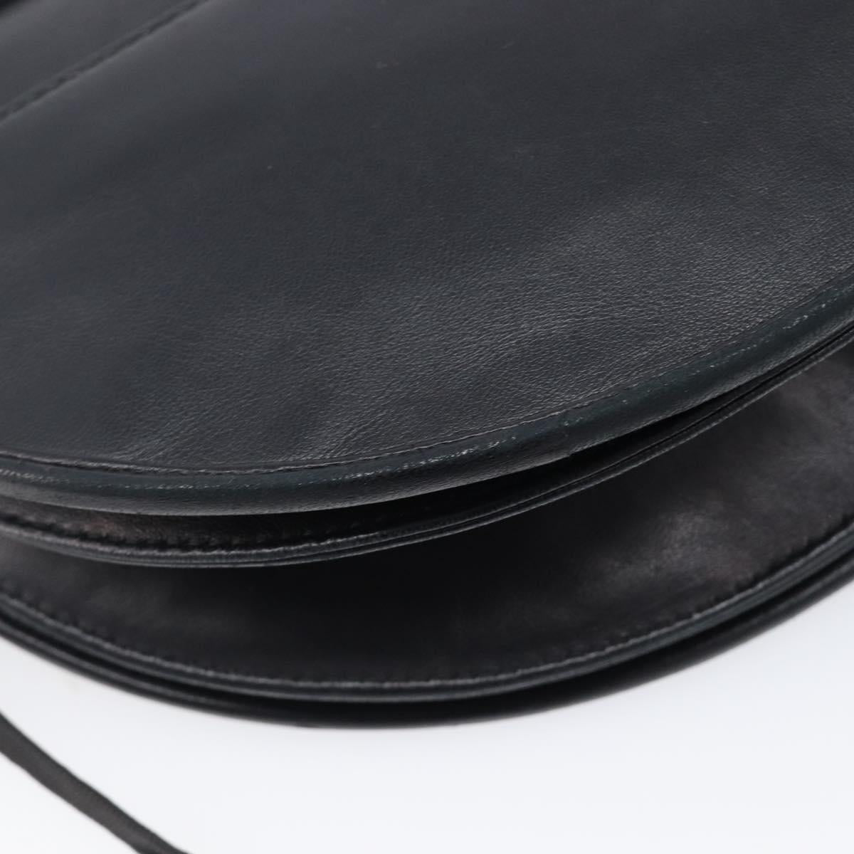 Christian Dior Admit It Shoulder Bag Leather Black Silver Auth 201980A