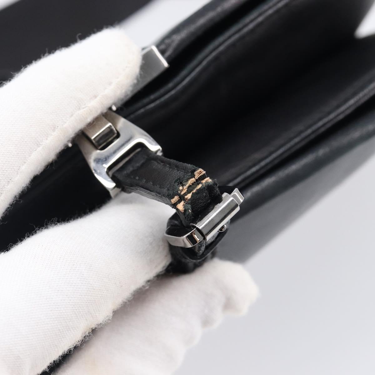 Christian Dior Admit It Shoulder Bag Leather Black Silver Auth 201980A