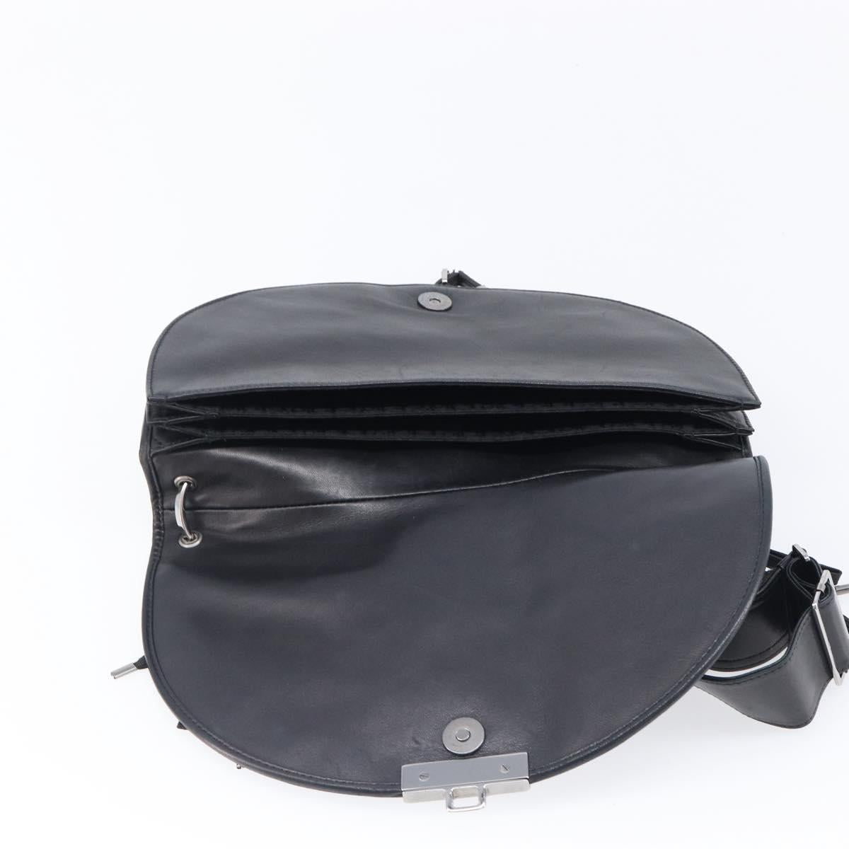 Christian Dior Admit It Shoulder Bag Leather Black Silver Auth 201980A
