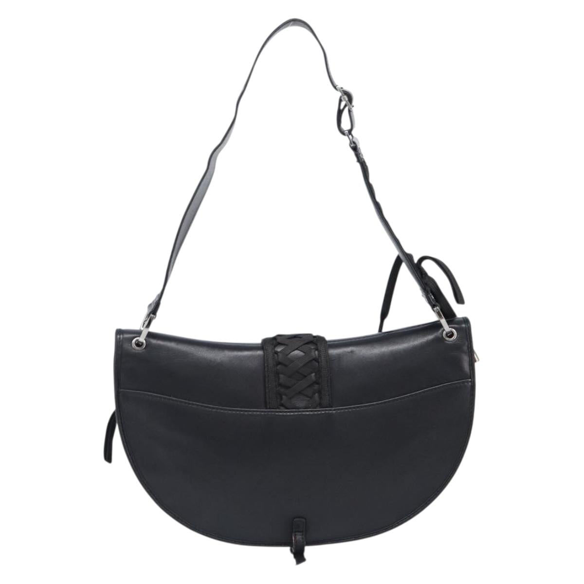 Christian Dior Admit It Shoulder Bag Leather Black Silver Auth 201980A