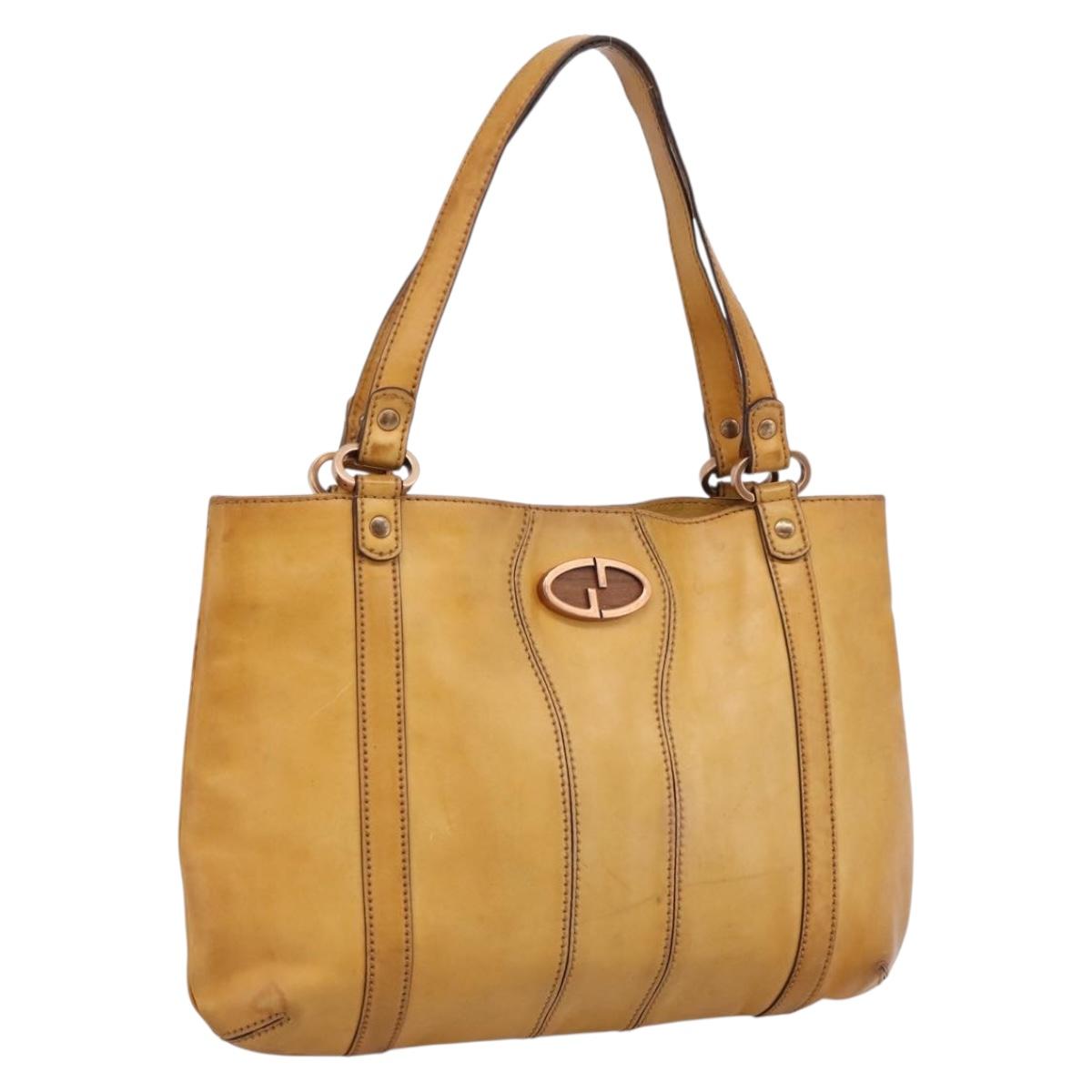 Christian Dior Tote Bag Leather Beige Auth 201982